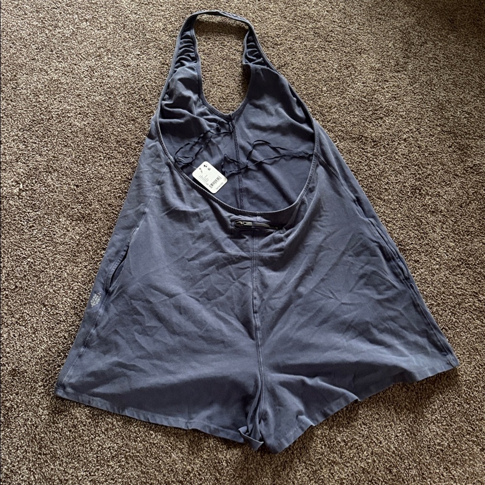 FP Movement by Free People Womens Hot Shot Halter Romper in Blue Indigo Size M - Picture 7 of 7